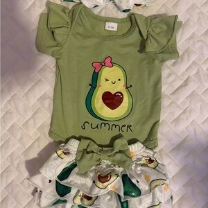 SHEIN Green Avocado Print Kids Casual Dress